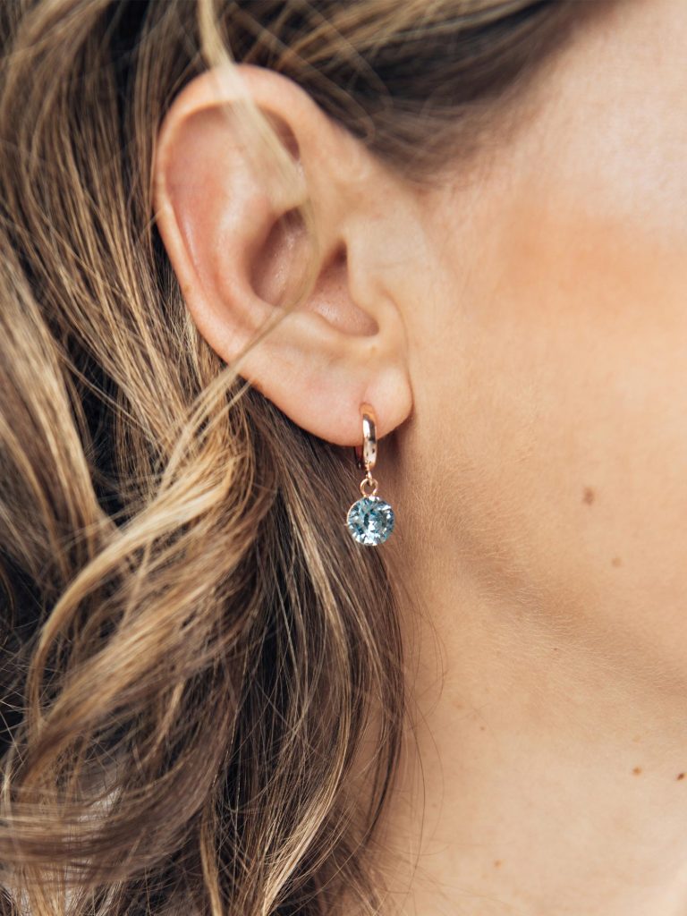 8mm crystal earrings with round English clasp