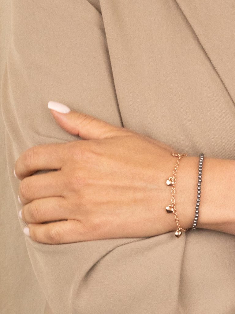 Rokassprādze ar 3mm pērlēm – Dark grey pearl – 16-20cm