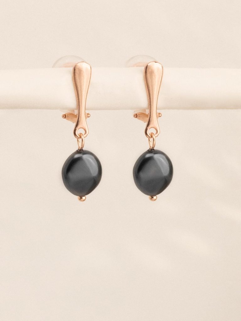 Klipši ar 10mm baroka pērli – dark grey pearl