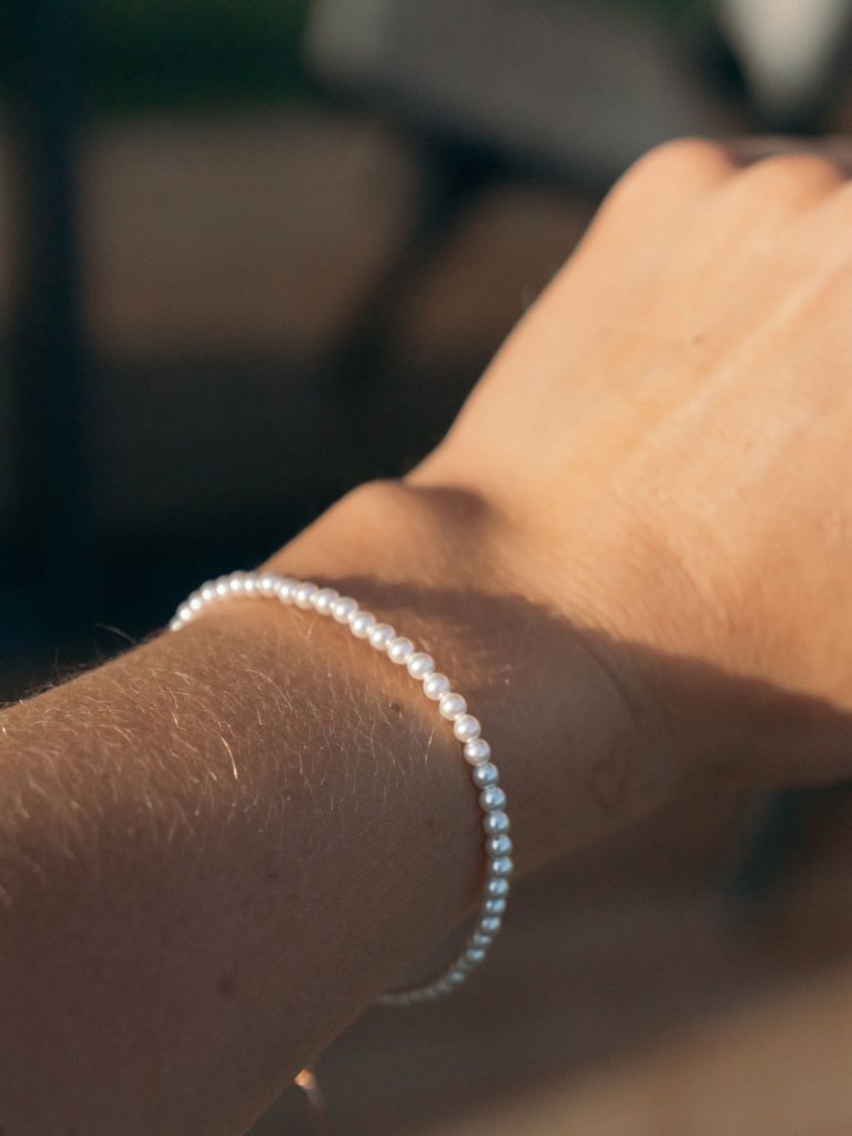 Rokassprādze ar 3mm pērlēm – White pearl – 16-20cm