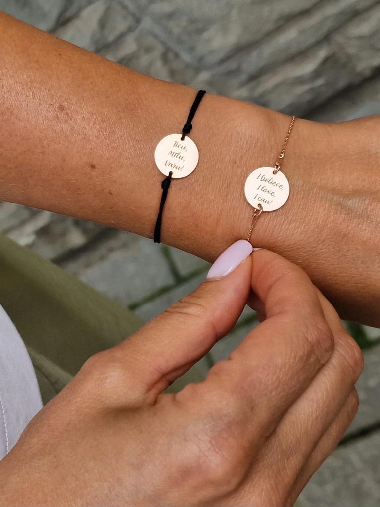 Power words bracelet with pendant “I believe, I love, I can”