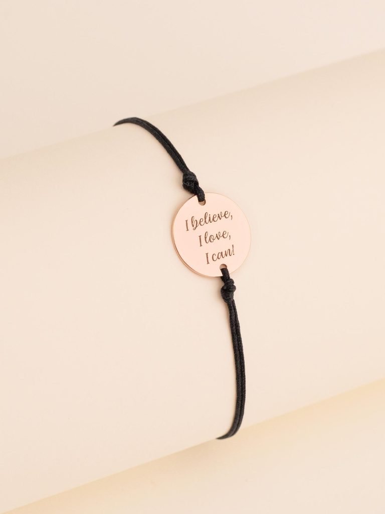 Power words bracelet with pendant “I believe, I love, I can”